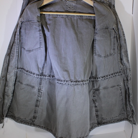 TALULA Aritzia Utility Jacket Light 100% Cotton Distressed Grey Oversized XXS - Picture 7 of 11